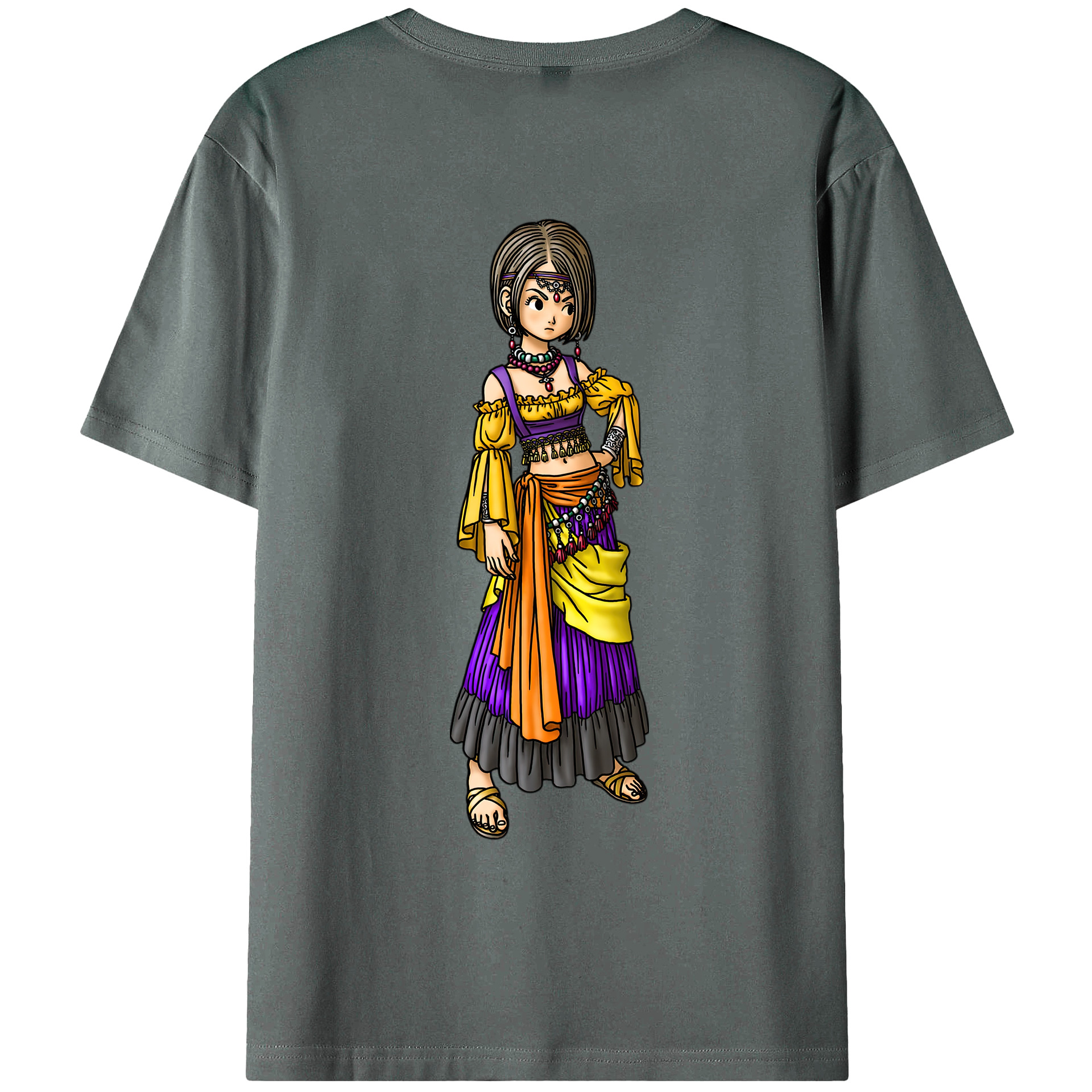（画像用） ドラゴンクエスト Doragon Kuesuto Dragon Quest 綿100％ メンズ半袖Tシャツ（バックプリント） 通気性